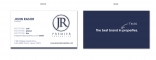 jr premier properties logo and business card